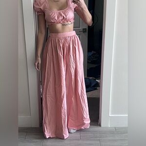 Women’s Pink Maxi Skirt - Lightweight Gathered Waist